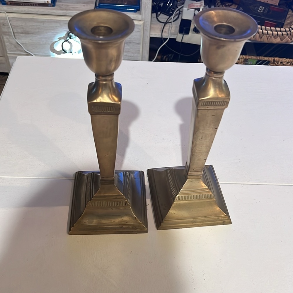 Pair of vintage French brass / candle holders / candlesticks / French Decor